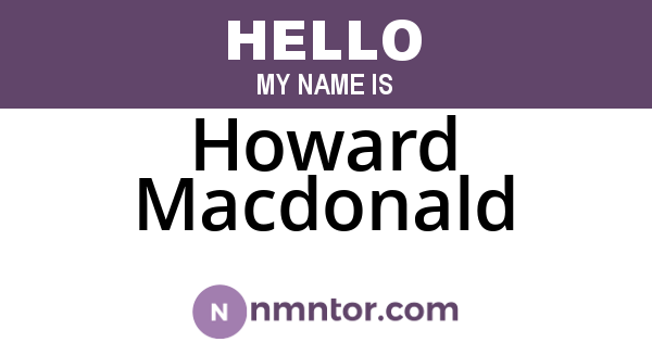 Howard Macdonald