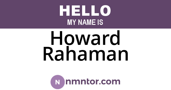 Howard Rahaman