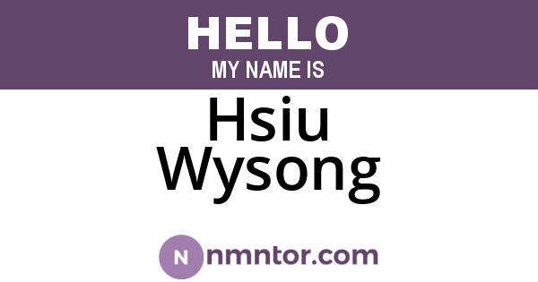 Hsiu Wysong
