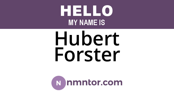 Hubert Forster