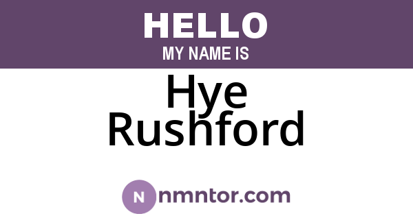 Hye Rushford