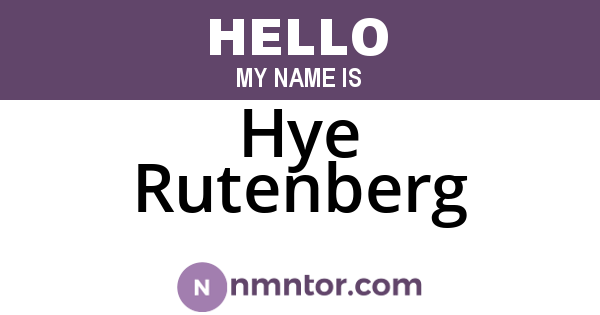 Hye Rutenberg