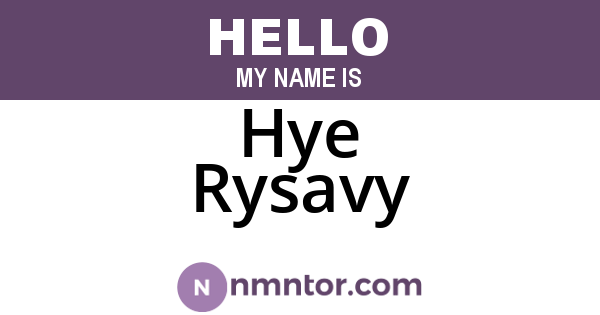 Hye Rysavy