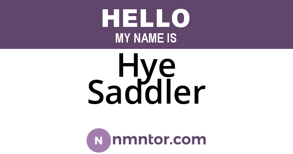 Hye Saddler