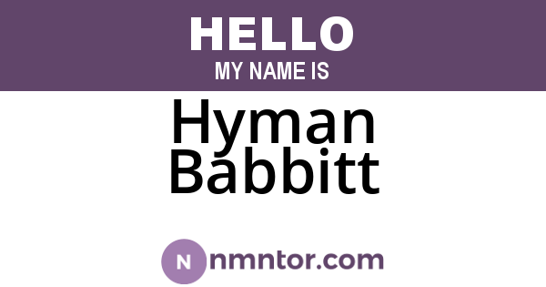 Hyman Babbitt