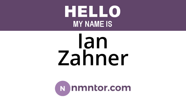 Ian Zahner