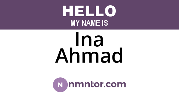 Ina Ahmad