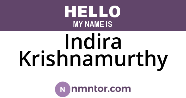 Indira Krishnamurthy