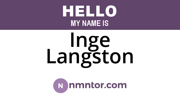 Inge Langston