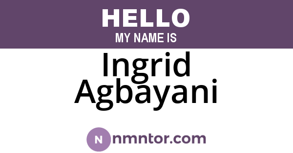 Ingrid Agbayani