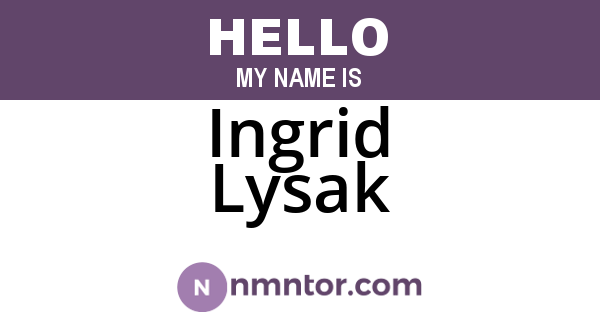 Ingrid Lysak