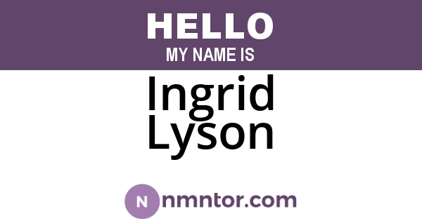 Ingrid Lyson