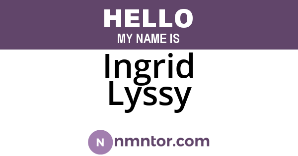 Ingrid Lyssy