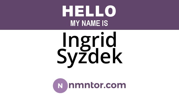 Ingrid Syzdek