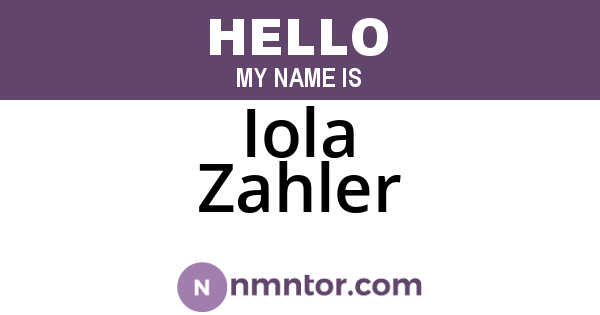 Iola Zahler