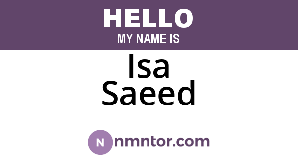 Isa Saeed