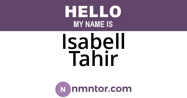 Isabell Tahir