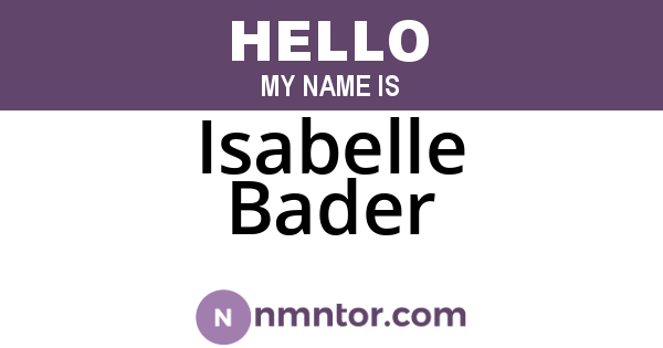 Isabelle Bader