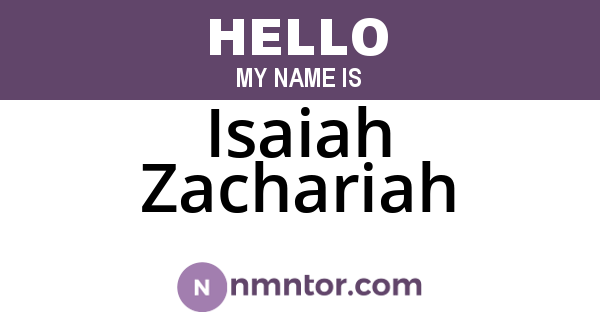 Isaiah Zachariah