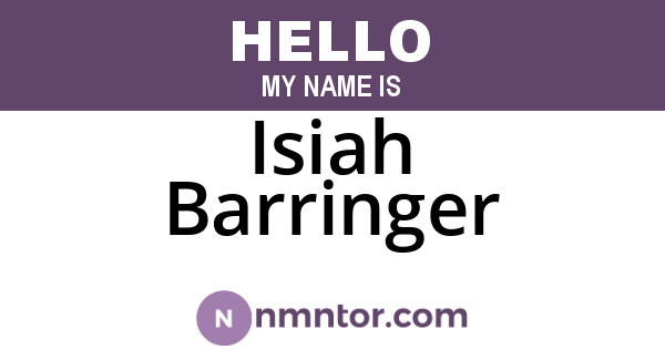 Isiah Barringer