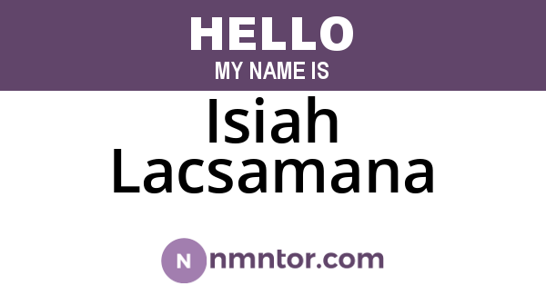 Isiah Lacsamana