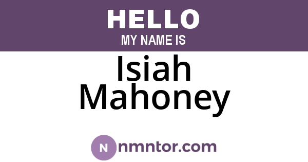 Isiah Mahoney