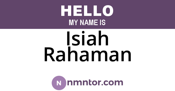 Isiah Rahaman