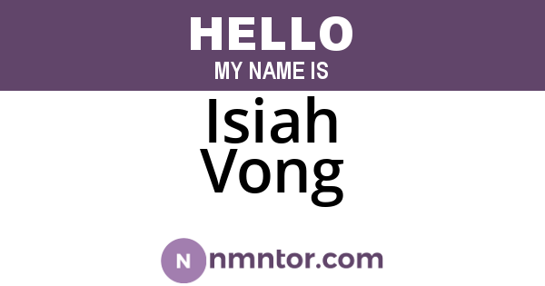 Isiah Vong