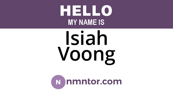 Isiah Voong