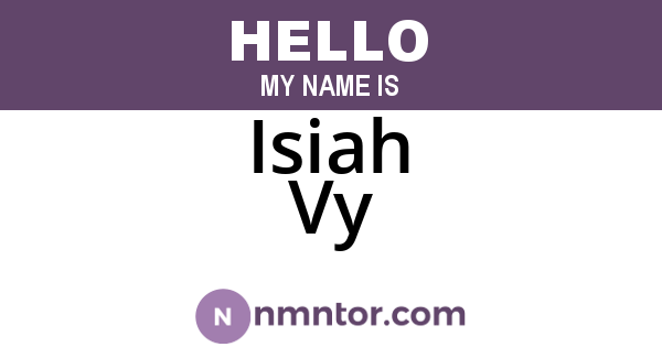 Isiah Vy