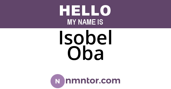 Isobel Oba