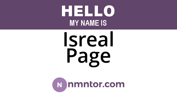 Isreal Page