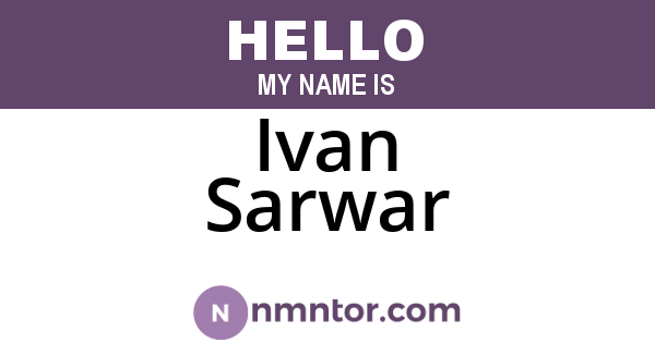 Ivan Sarwar