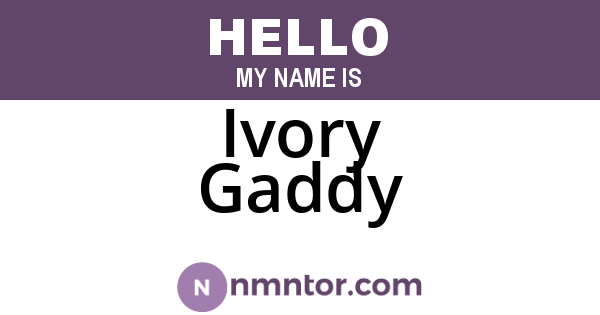 Ivory Gaddy