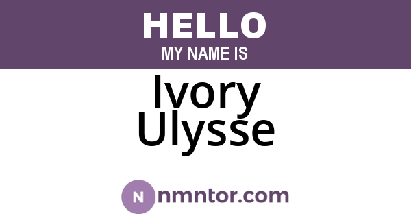 Ivory Ulysse