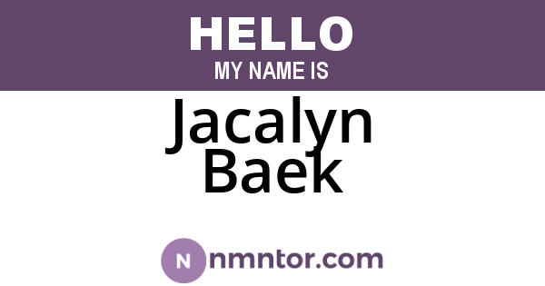 Jacalyn Baek