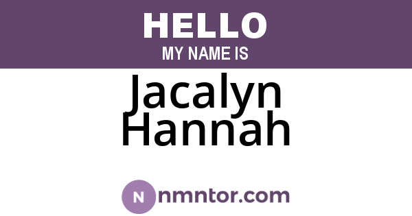 Jacalyn Hannah