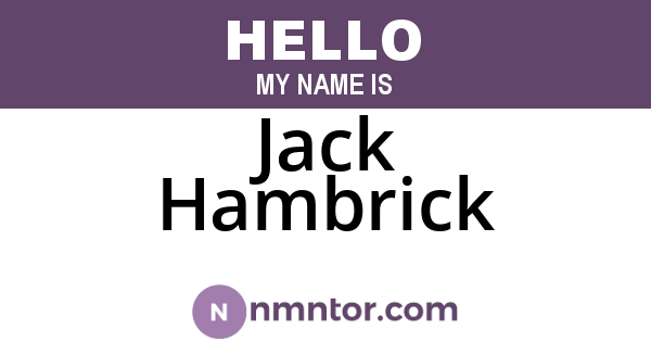 Jack Hambrick