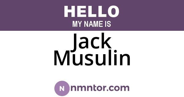 Jack Musulin
