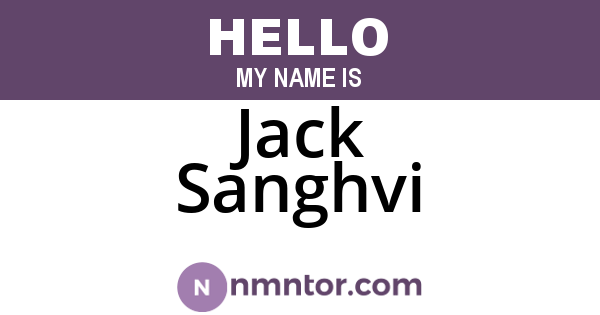 Jack Sanghvi