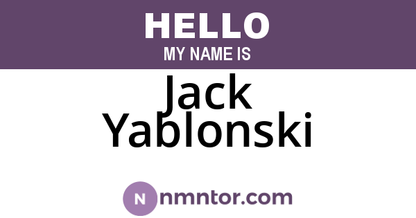 Jack Yablonski