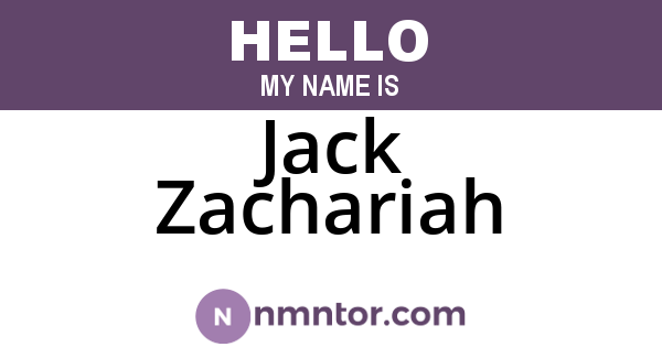 Jack Zachariah