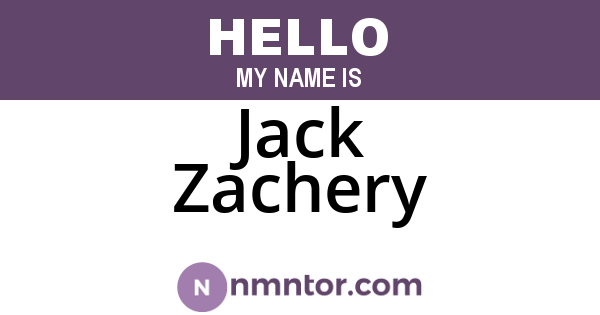 Jack Zachery