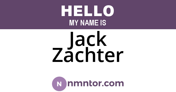 Jack Zachter