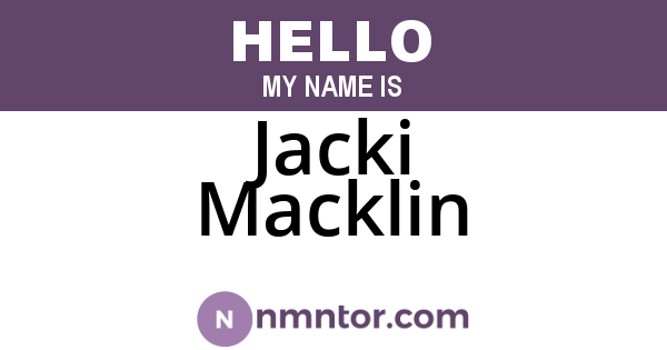 Jacki Macklin