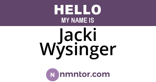 Jacki Wysinger