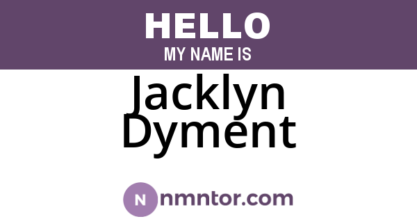 Jacklyn Dyment
