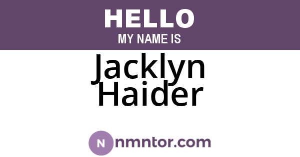 Jacklyn Haider