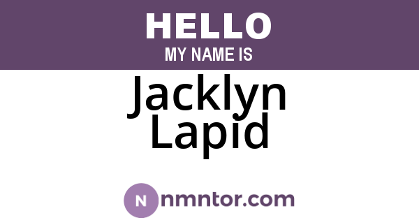 Jacklyn Lapid