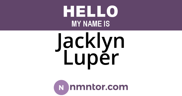 Jacklyn Luper